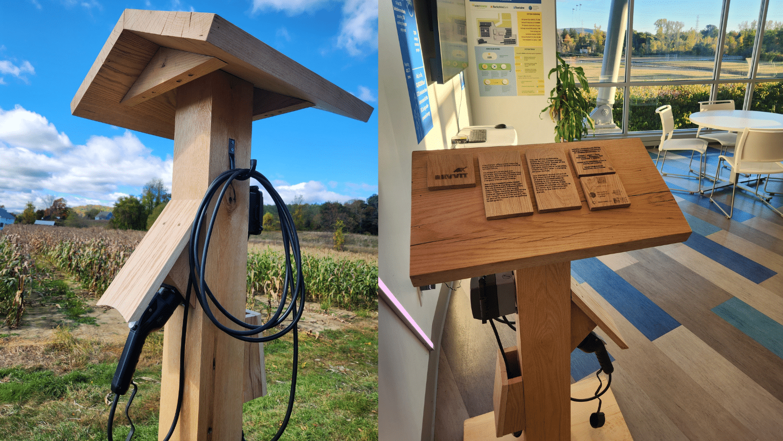 Wooden EV charging structure